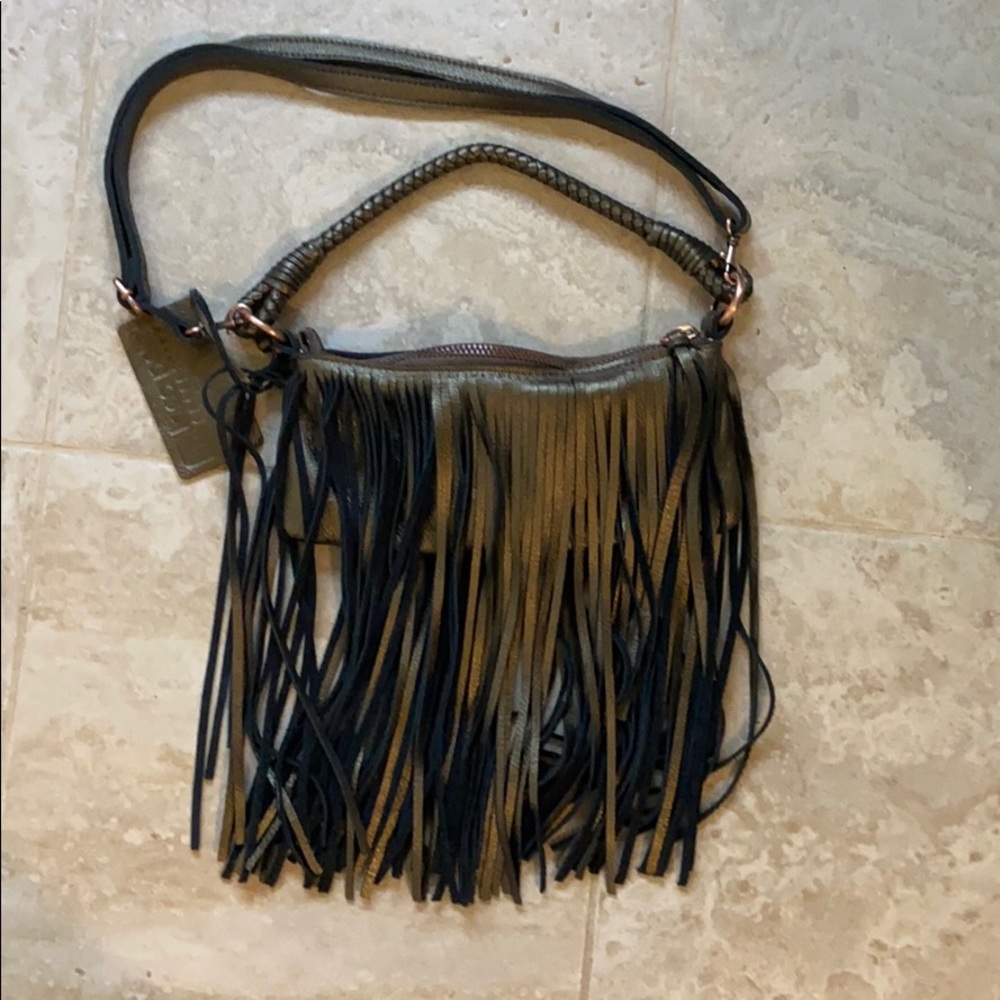 Linea Pelle bronze fringe bag